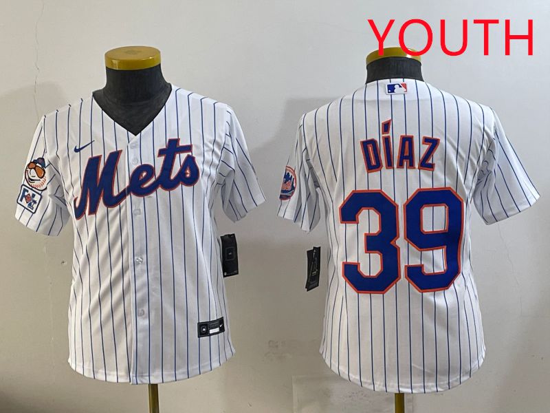 Youth 2025 New York Mets 39 Diaz White Stripe Game Nike MLB Jersey style 5